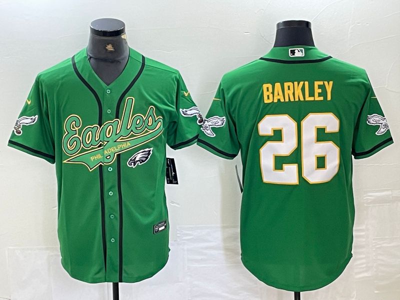 Men Philadelphia Eagles #26 Barkley Green 2024 Nike Co branded NFL Jersey style 2